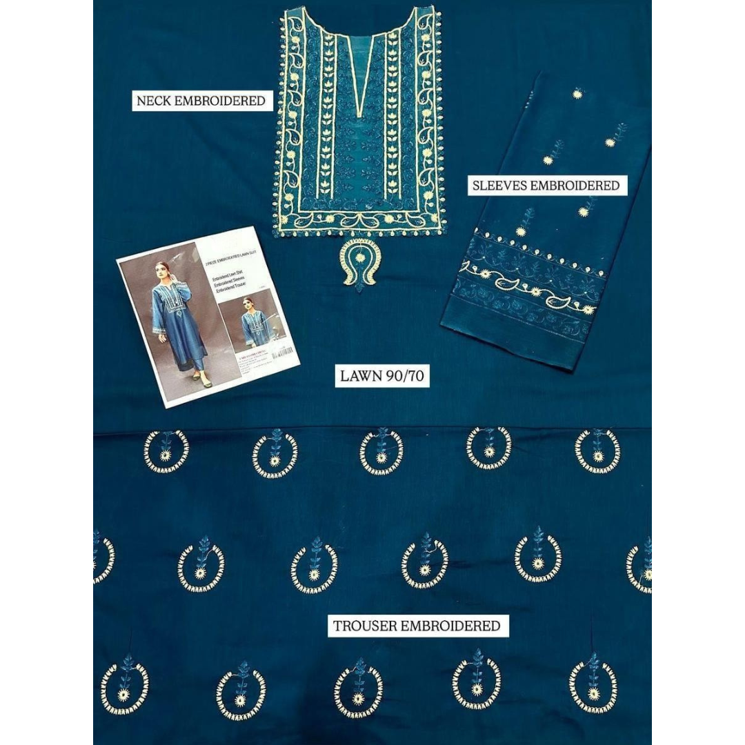 Blue Embroidered Lawn 2-Piece Suit