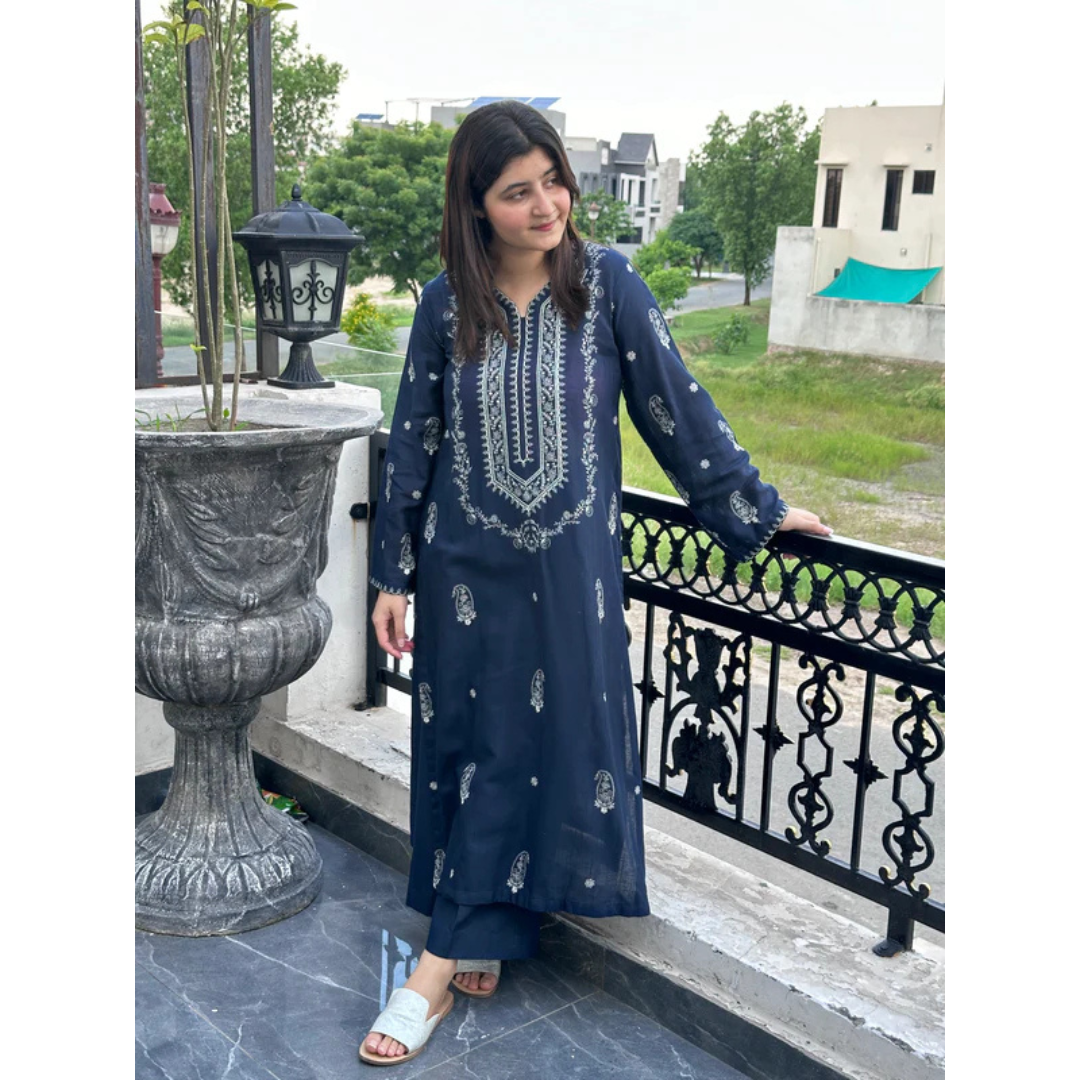 Sapphire Charm – Embroidered Lawn 2-Piece Unstitched Set