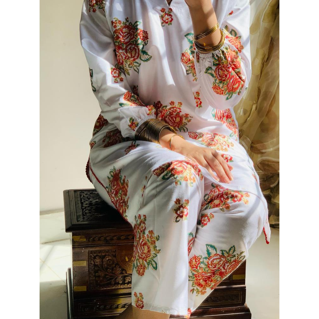 Women’s Linen Printed 2-Piece Suit