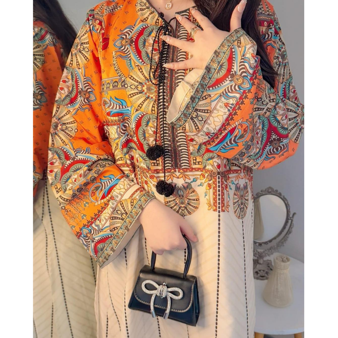 Women’s 2 Pcs Silk Lawn Printed Suit
