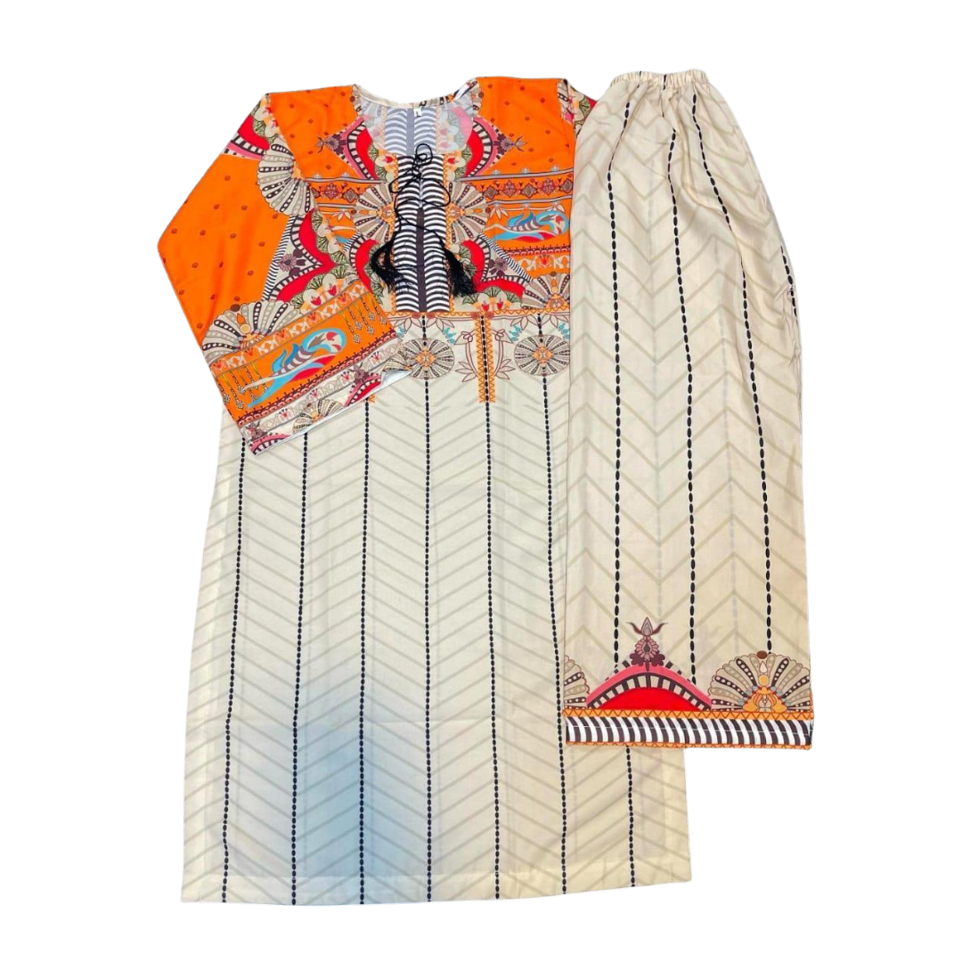 Women’s 2 Pcs Silk Lawn Printed Suit