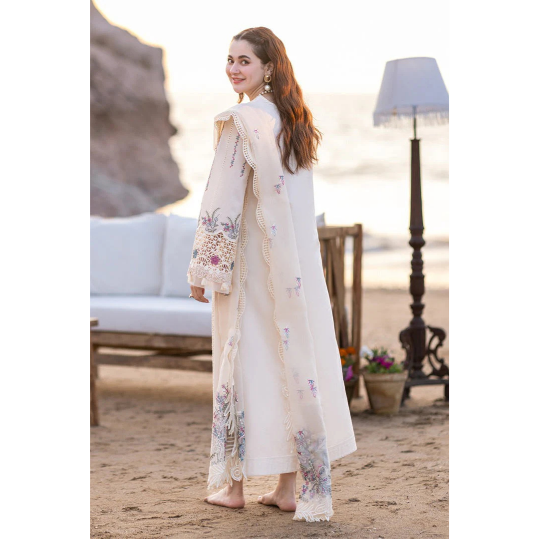 Women’s Chikankari Embroidered Lawn Suit | 3 Piece Off White