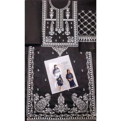 Elegant Black Embroidered Lawn 2-Piece Suit
