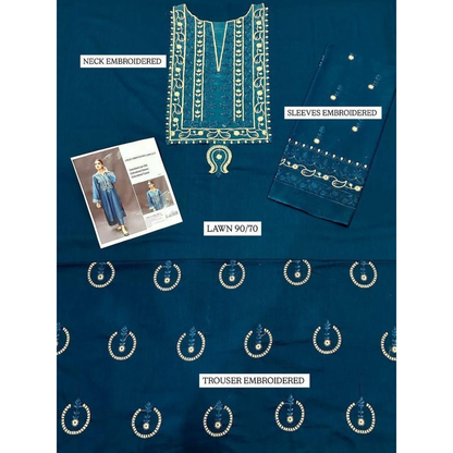 Blue Embroidered Lawn 2-Piece Suit