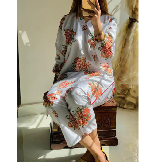 Women’s Linen Printed 2-Piece Suit